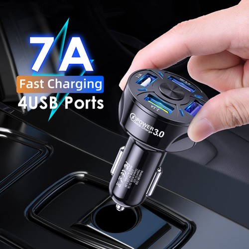 Car Charger 2024 New 7A QC3.0 Super Fast 4 Port USB Car Charger  for iPhone 11 Pro Samsung-1