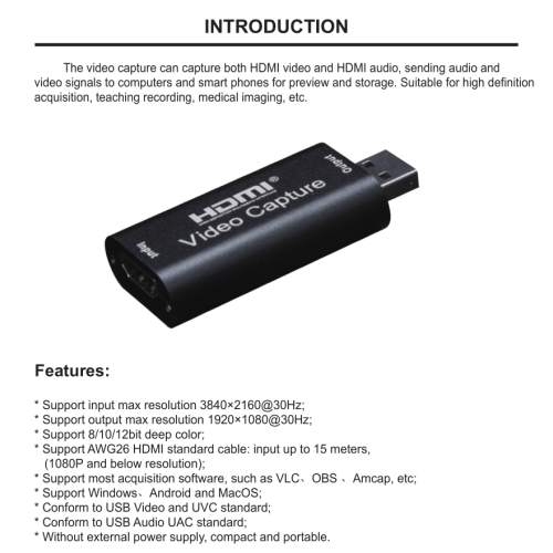 Video Capture Card 4K Video USB capture HDMI card Video Grabber Record Box for PS4 DVD Camcorder Camera Recording Live Streaming-1