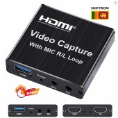 Video Capture Card USB 4K 1080P HDMI Video Capture Card with Microphone R / L Loop for YouTube Facebook TikTok TV Video Grabber Live Gaming Broadcasting Record PS4 Game DVD Recording Live