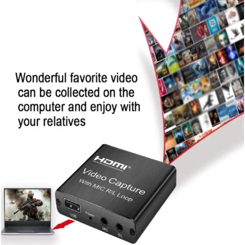 Video Capture Card USB 4K 1080P HDMI Video Capture Card with Microphone R / L Loop for YouTube Facebook TikTok TV Video Grabber Live Gaming Broadcasting Record PS4 Game DVD Recording Live-5