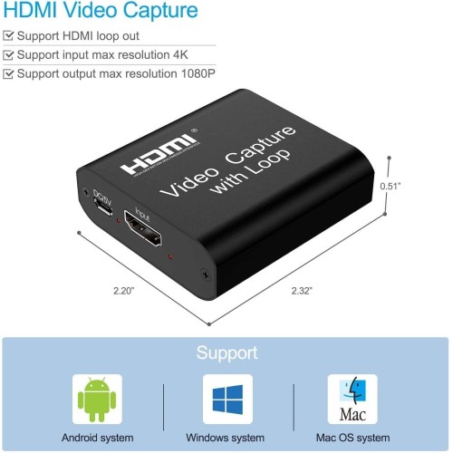 Video Capture 4K HDMI USB 3.0 Video Capture With Loop Out For YouTube Facebook TikTok Video Live Gaming Streaming, Broadcasting-7