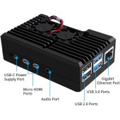 Aluminum Alloy Case For Raspberry Pi 4 Model B With Dual Cooling Fan