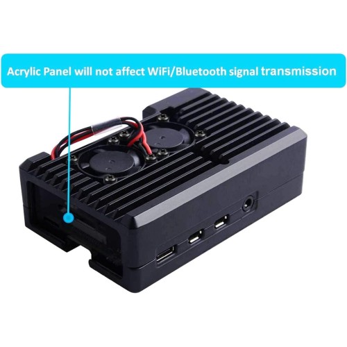 Aluminum Alloy Case For Raspberry Pi 4 Model B With Dual Cooling Fan-2