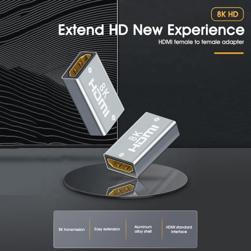HDMI Female to Female Coupler. 8K Female to Female HDMI Connector Support 3D 1080P HDMI Extender for HDTV-2
