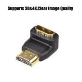 90-Degree Right Angle HDMI Adapter Male to Female , Zinc Alloy Full Shielding 24K Gold Plated Connectors