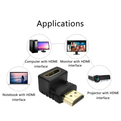 90-Degree Right Angle HDMI Adapter Male to Female , Zinc Alloy Full Shielding 24K Gold Plated Connectors-3