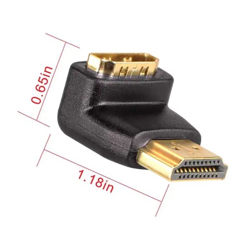 90-Degree Right Angle HDMI Adapter Male to Female , Zinc Alloy Full Shielding 24K Gold Plated Connectors-1