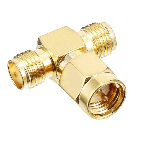 SMA 3-way SMA Male to 2 Female Adapter Connector Splitter T Type Three way Antenna Converter for Wireless LAN Devices Coaxial Cable FPV Radio