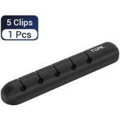 TOPK Cable Organizer 5 clips Silicone USB Cable Winder Desktop Tidy Management Clips Cable Holder for Mouse Headphone and Vehicle Mount Wire Organizer