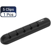 TOPK Cable Organizer 5 clips Silicone USB Cable Winder Desktop Tidy Management Clips Cable Holder for Mouse Headphone and Vehicle Mount Wire Organizer