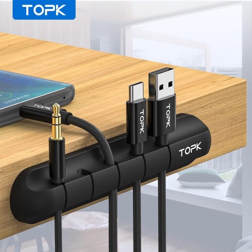 TOPK Cable Organizer 5 clips Silicone USB Cable Winder Desktop Tidy Management Clips Cable Holder for Mouse Headphone and Vehicle Mount Wire Organizer-3