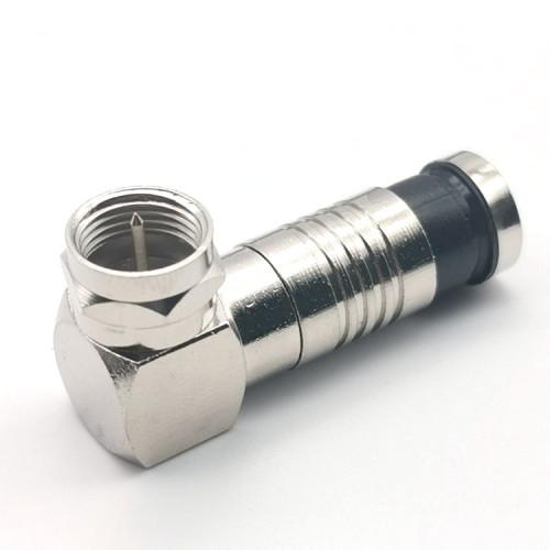 F Type Right Angle Water-resistant Male Compression F Connector RG6 Brass Cable Snap in Plug CATV Satellite Receiver Coaxial Coax CCTV Adapter LNB Dialog-3