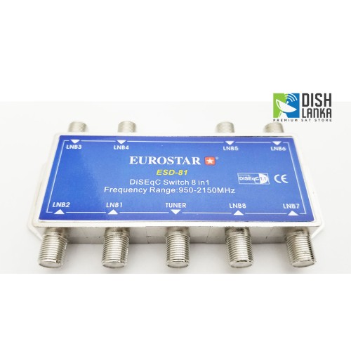 DiSEqC Switch Eurostar 8X1 DiSEqC Satellite Switch 8 in 1 Satellite Signal Lnb Receiver Multiswitch