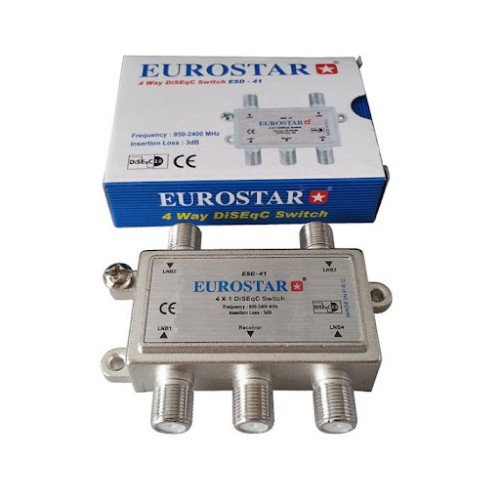 DiSEqC Switch Eurostar 4x1 DiSEqC Satellite Switch Receiver Decoder Connect 4 Dish Antennas