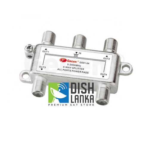 Splitter 4 Way Coaxial Cable Splitter, Dialog TV RG6 Compatible, 4 Port Coax Splitter for Satellite, Cable TV, Antenna System, High Speed Internet and MoCA Network, Corrosion Resistant 5-2400MHz