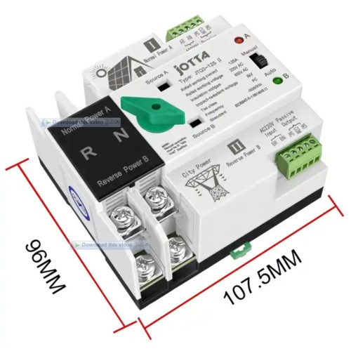 ATS Single Phase Din Rail 2P 125A Dual Power Automatic Transfer Switch - Electrical Selector Switches for PV Solar Inverter-2