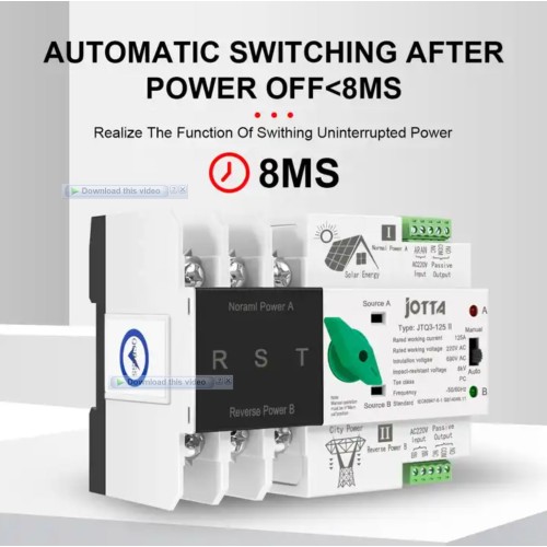 ATS Single Phase Din Rail 2P 125A Dual Power Automatic Transfer Switch - Electrical Selector Switches for PV Solar Inverter-3