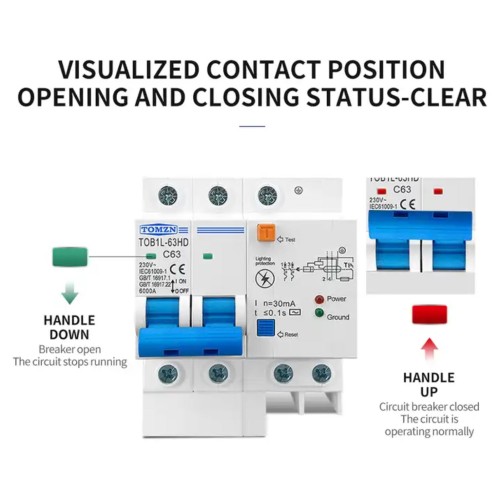 TOMZN Main switch circuit breaker with surge protector RCBO MCB with Lightning protection SPD-2