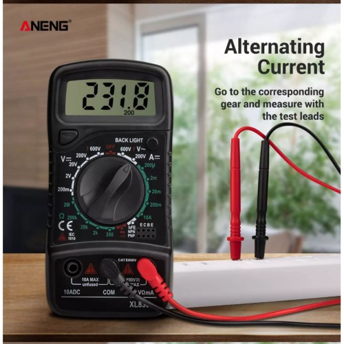 Multimeter Digital LCD Multimeter Voltmeter Ammeter AC DC OHM Volt Tester Test Current XL830L-3