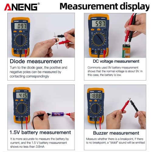 Multimeter ANENG A830L LCD Backlight Digital Multimeter AC DC Voltage Diode Frequency Multi Tester Current Tester Luminous Display with Buzzer-1