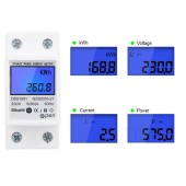 Energy Meter Digital Backlight Single Phase Power Consumption Meter Wattmeter Din Rail Electric AC 220V 80A