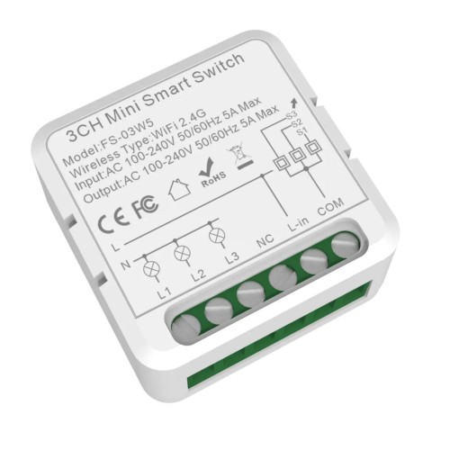 3gang 3CH Tuya WiFi Wireless Mini Smart Switch Module Works With Alexa Google Home Voice Time Control On/Off Module Ac100-240V-2