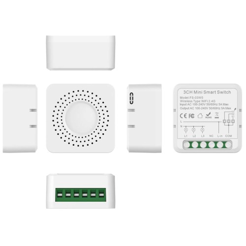 3gang 3CH Tuya WiFi Wireless Mini Smart Switch Module Works With Alexa Google Home Voice Time Control On/Off Module Ac100-240V-5