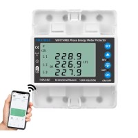 TUYA WiFi Smart Circuit Breaker 380V 3 Phase 4 Wire Over Under Voltage Protector Relay Energy Power kWh Bidirectional Meter 80A