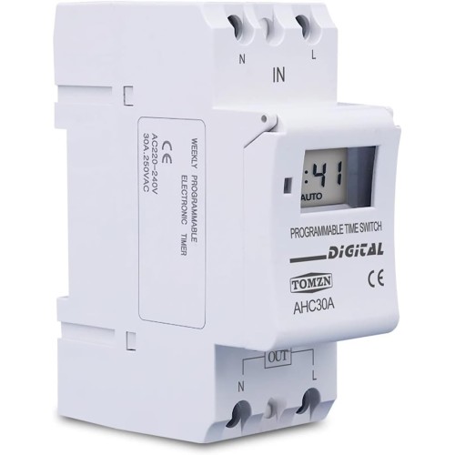TOMZN Din Rail Weekly 7 Days Programmable Digital TIME SWITCH Relay Timer Control 30A AC 220V 230V-4