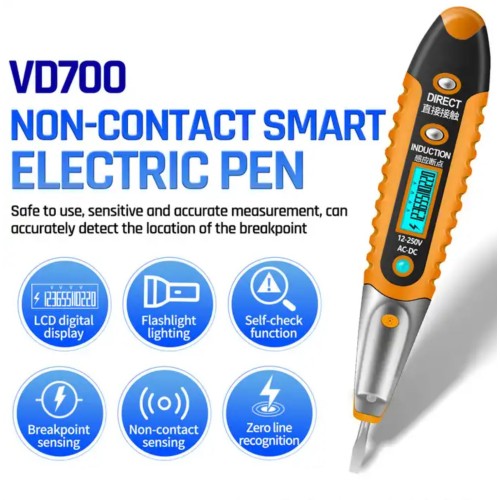 Tester Digital AC/DC Voltage Tester Pen Digital Voltage Detector Tool LED Display Test Pen 12-220V Home Tool with Light(with Light)-1