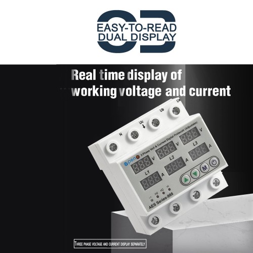 Voltage Protector Three phase Four Wire Over Under Voltage Protector Phase failure protection 220V 400V 63A-3