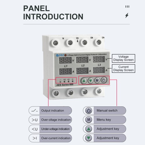 Voltage Protector Three phase Four Wire Over Under Voltage Protector Phase failure protection 220V 400V 63A-1