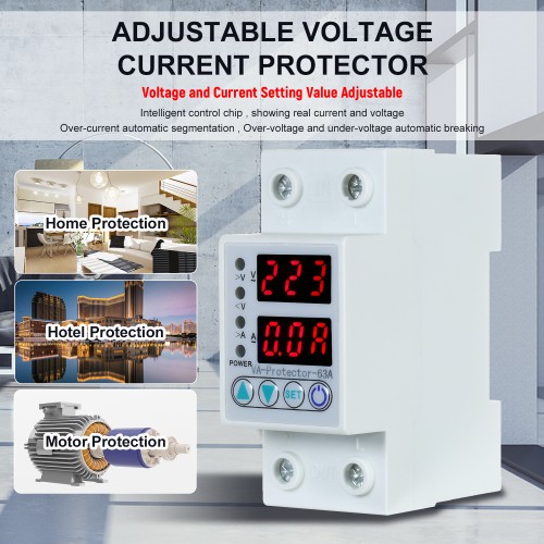 Voltage protector Single Phase Adjustable over / under voltage protective protector 63A 230V relay protection, automatic voltage protector-2