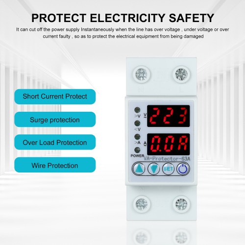 Voltage protector Single Phase Adjustable over / under voltage protective protector 63A 230V relay protection, automatic voltage protector-1